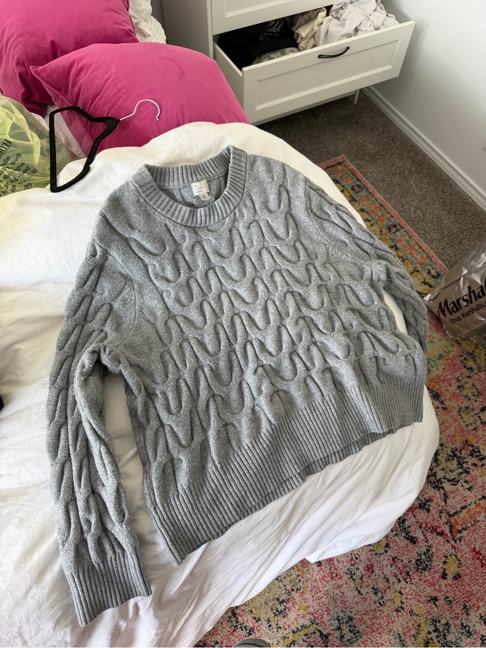 a new day Cable Knit Crewneck Sweater - Light Gray